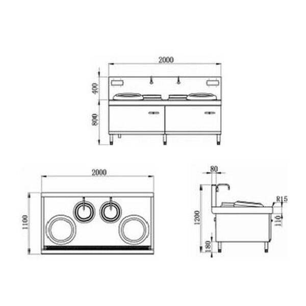1 Induction Double-head And Double-tailed Small Frying Stove