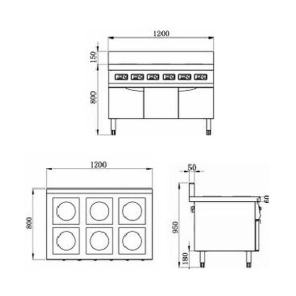 1 Induction Cabinet Type Six Eyes Casserole Oven