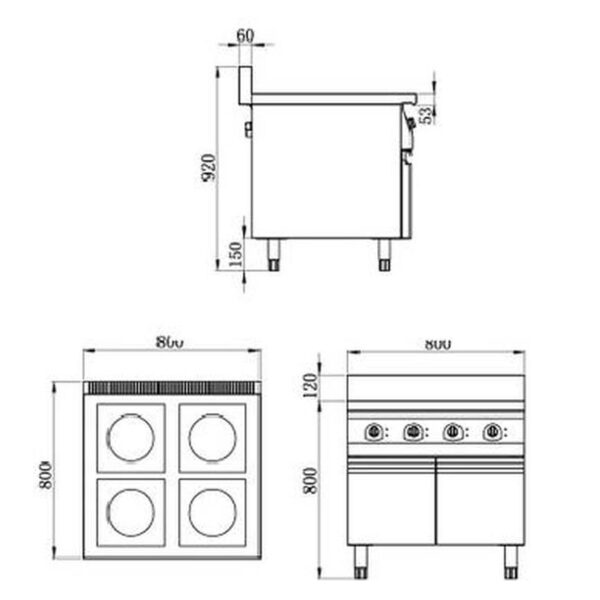 Induction Four-Eye Casserole Oven