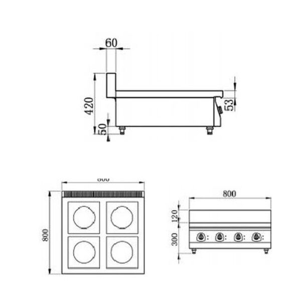 Electromagnetic Bench Type Four-eye Clay Pot Stove