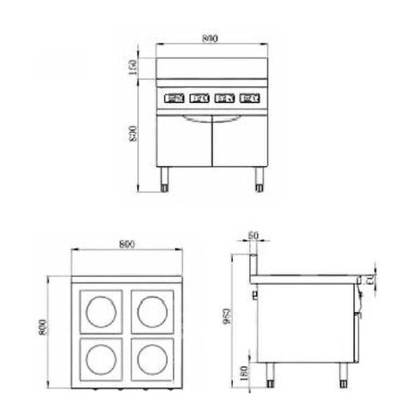 1 Induction Cabinet Type 4-Eye Casserole Oven