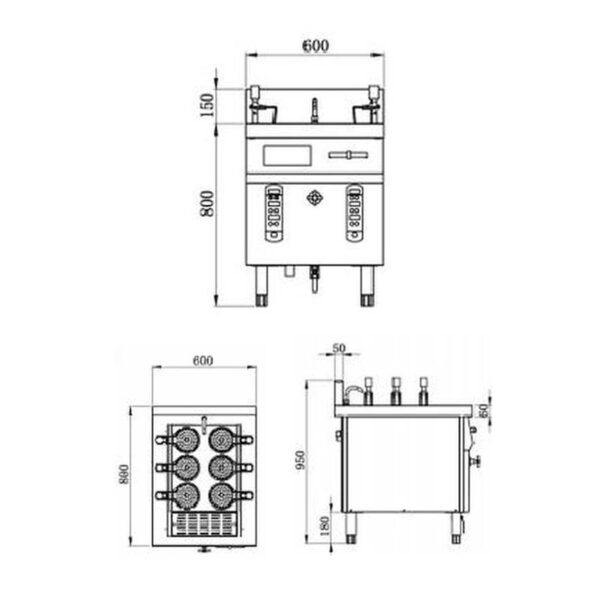 1 Electromagnetic/electric Heating Intelligent Lifting Six-hole Cooking Furnace