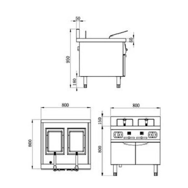 2 Electromagnetic/electric Double Cylinder Fryer